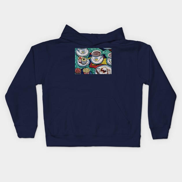 Tea for Three Kids Hoodie by Heatherian